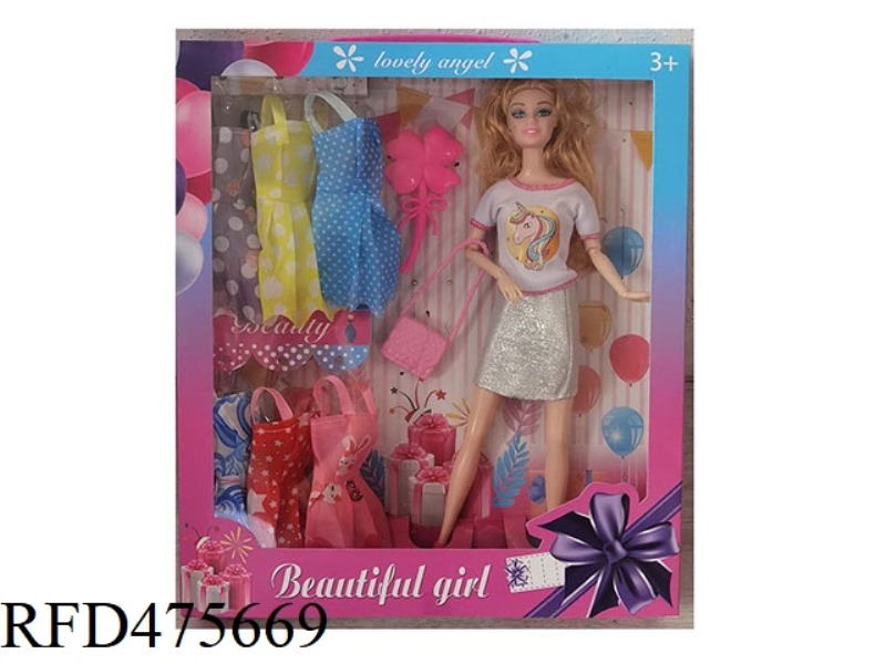 11.5 INCH 9 JOINTS SOLID BODY BARBIE SUSPENDER SKIRT WITH COMB BAG ACCESSORIES