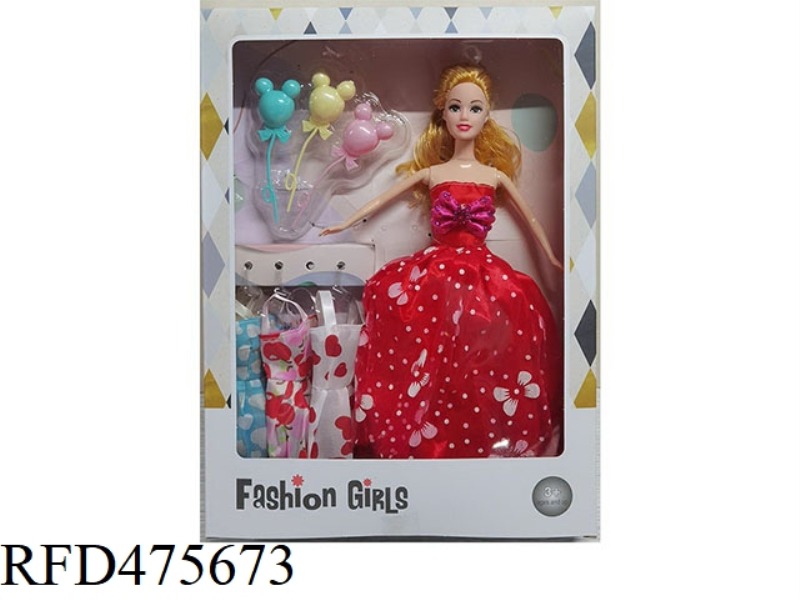 11.5 INCH LIVE HAND SOLID BODY BARBIE SKIRT WITH SMALL BALLOON BLISTER ACCESSORIES