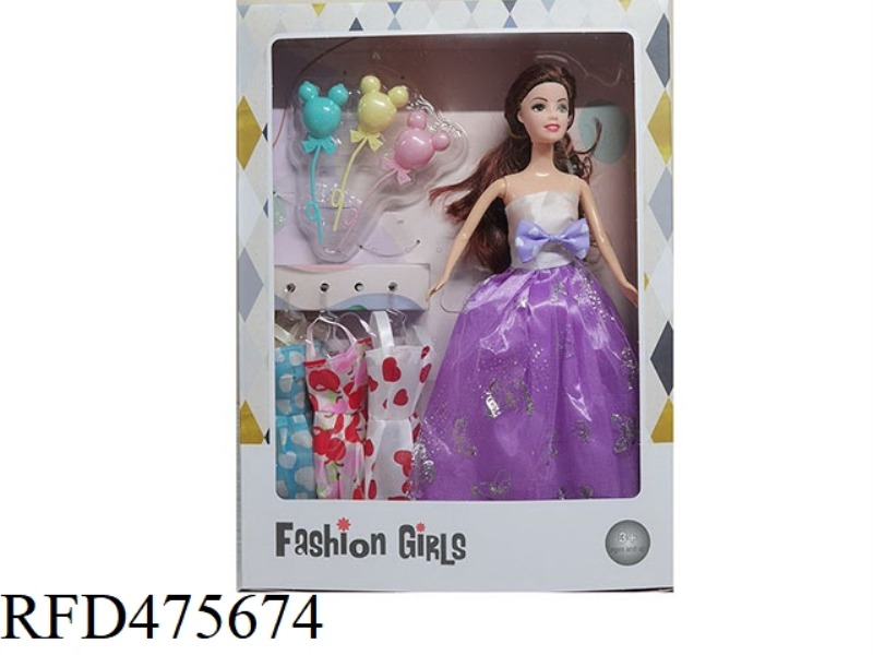 11.5 INCH LIVE HAND SOLID BODY BARBIE SKIRT WITH SMALL BALLOON BLISTER ACCESSORIES