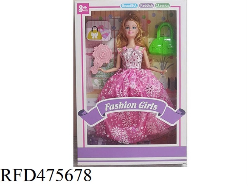 11.5 INCH 9 JOINTS SOLID BODY BARBIE SUSPENDER SKIRT WITH BAG COMB ACCESSORIES