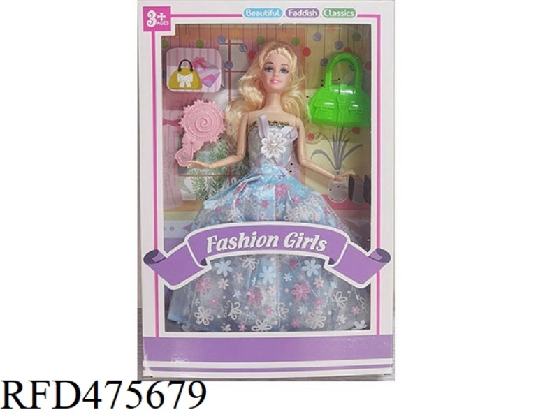 11.5 INCH 9 JOINTS SOLID BODY BARBIE SUSPENDER SKIRT WITH BAG COMB ACCESSORIES