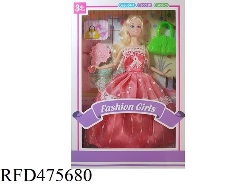 11.5 INCH 9 JOINTS SOLID BODY BARBIE SUSPENDER SKIRT WITH BAG COMB ACCESSORIES