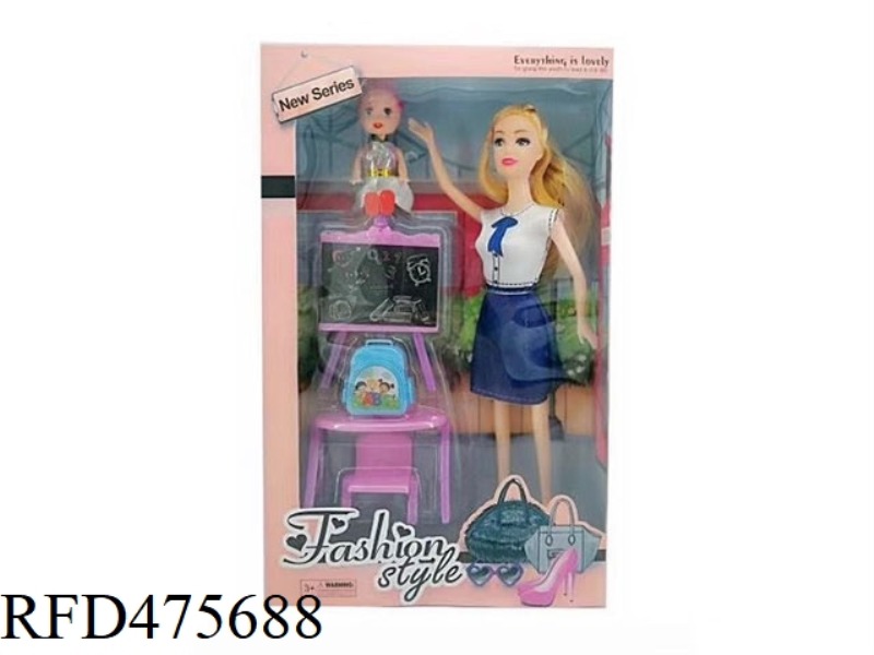 11.5 INCH LIVE HAND SOLID BODY BARBIE WITH 3 INCH BLACKBOARD BLISTER ACCESSORIES