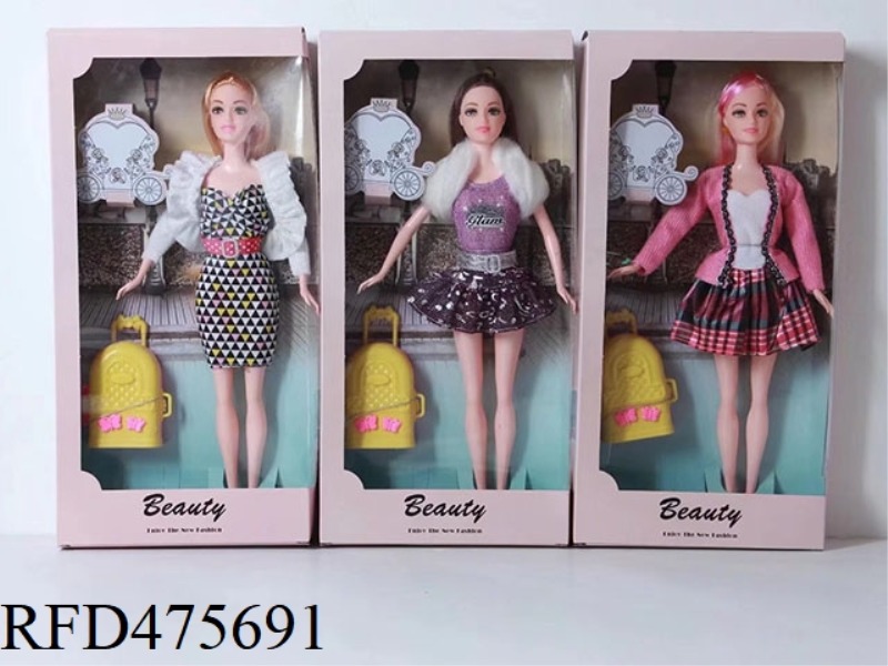 11.5 INCH LIVE HAND SOLID BODY BARBIE WITH SMALL LUGGAGE ACCESSORIES 3 MIXED