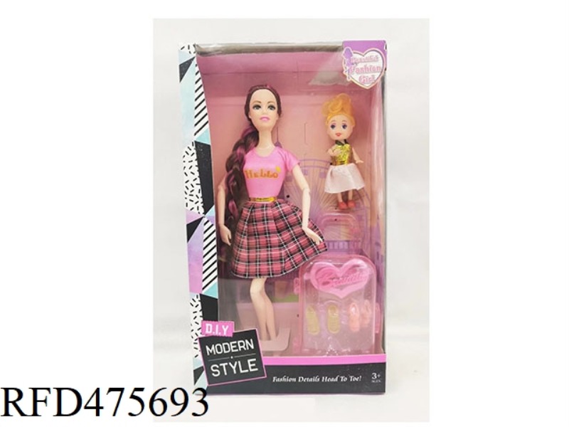 11.5-INCH 12-JOINT SOLID BODY BARBIE WITH 3-INCH LARGE SUITCASE ACCESSORIES