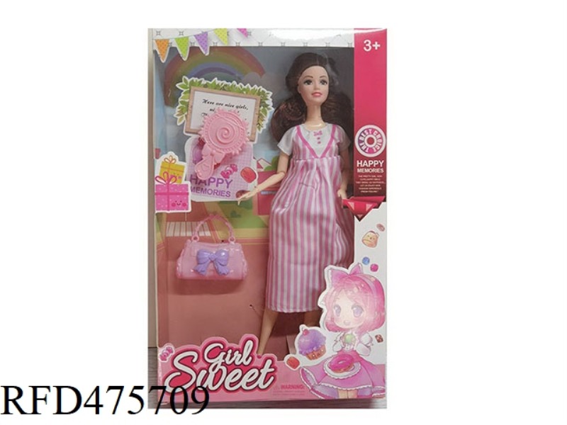 11.5 INCH 9 JOINTS SOLID BARBIE WITH BAG MIRROR ACCESSORIES