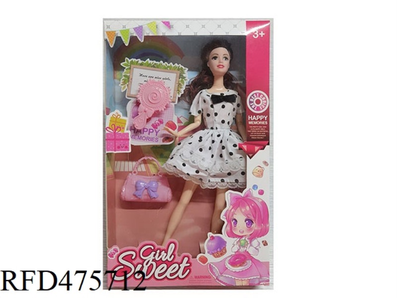 11.5 INCH 9 JOINTS SOLID BARBIE WITH BAG MIRROR ACCESSORIES