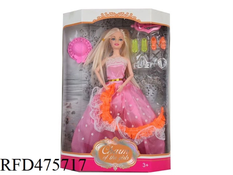 11.5 INCH 9 JOINTS SOLID BODY WEDDING DRESS BARBIE WITH SHOES BLISTER HAT ACCESSORIES