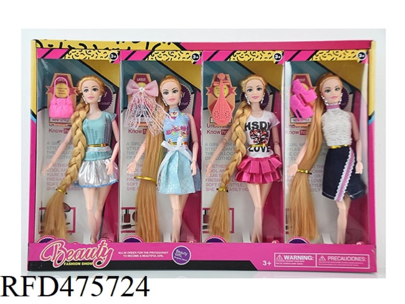 11.5 INCH 12 JOINTS SOLID BODY BARBIE 4 MODELS 8PCS WITH ACCESSORIES