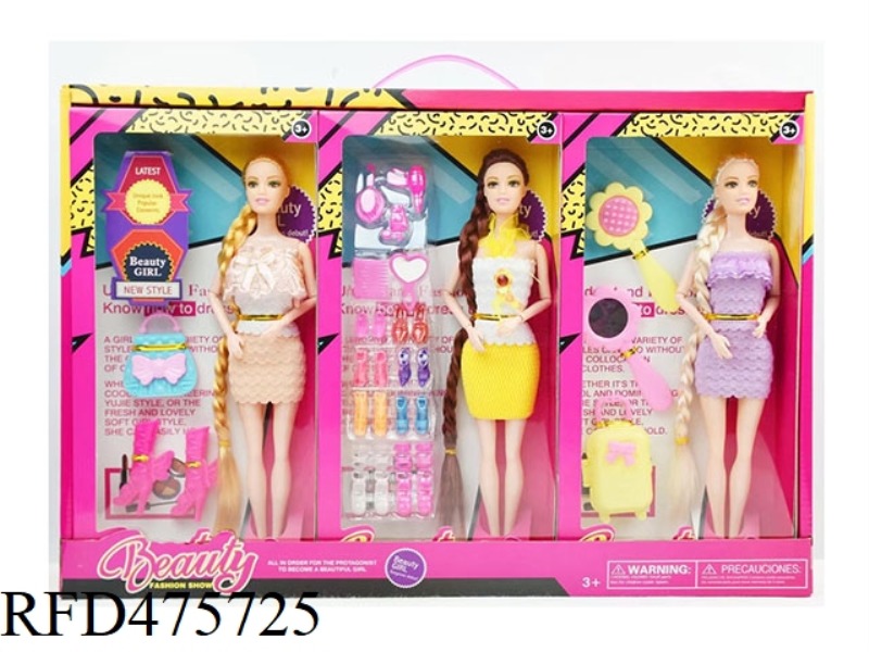 11.5 INCH 9 JOINTS SOLID EYE BARBIE 3 MODELS 6PCS WITH ACCESSORIES