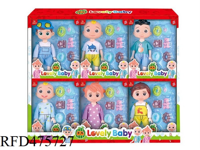 COCOMELON FAMILY AND FRIENDS 6 INCH SOLID BODY 6 6PC MIXED DISPLAY BOX