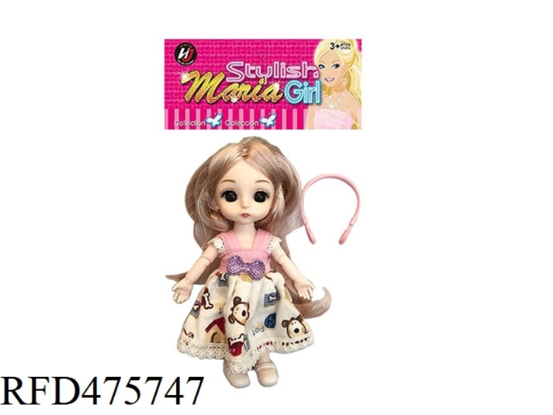 6 INCH SPHERICAL SOLID BODY 13 JOINTS 3D REAL EYE POWDER DRESS LITTLE LOLI WITH HAIR RING