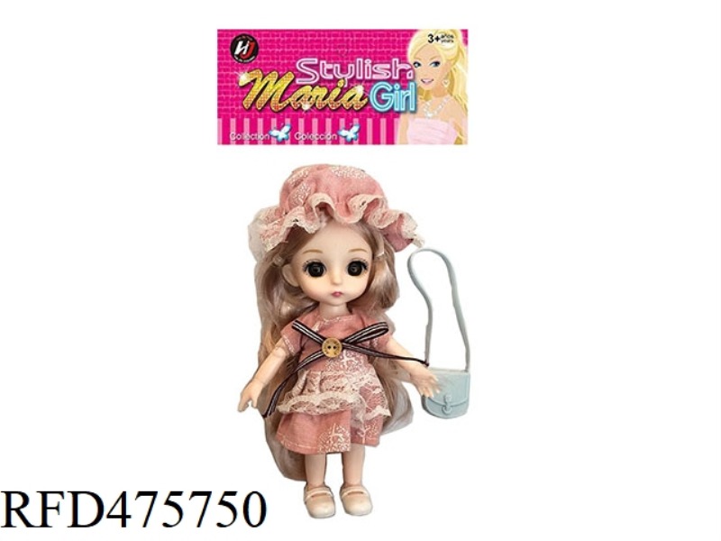 6 INCH SPHERICAL SOLID BODY 13 JOINTS 3D REAL EYE DRESS SMALL LOLI WITH SHOULDER BAG