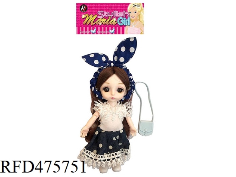 6 INCH SPHERICAL SOLID BODY 13 JOINTS 3D REAL EYE DRESS SMALL LOLI WITH SHOULDER BAG, HAIR RING