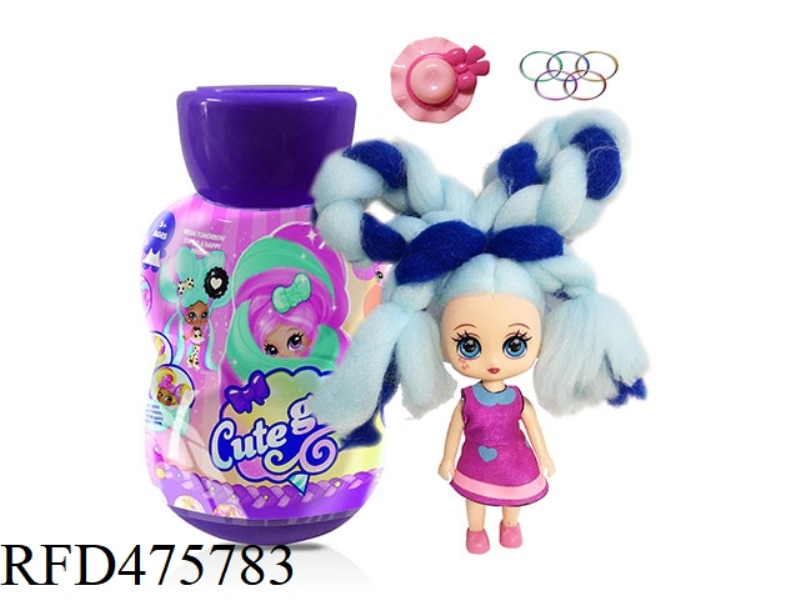 GOURD BOTTLE 5 INCH SOLID BODY CANDYLOCKS COTTON CANDY HAIR DOLL WITH FRAGRANCE SURPRISE HAIRDRESSIN
