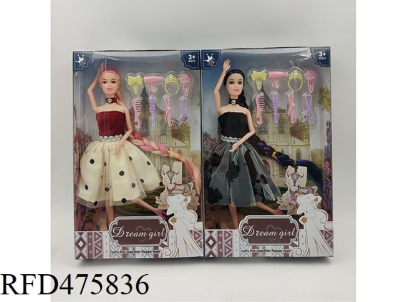 11 INCH SOLID BODY 11 JOINT LONG BRAIDED DRESS BARBIE + ACCESSORIES 2 MIXED