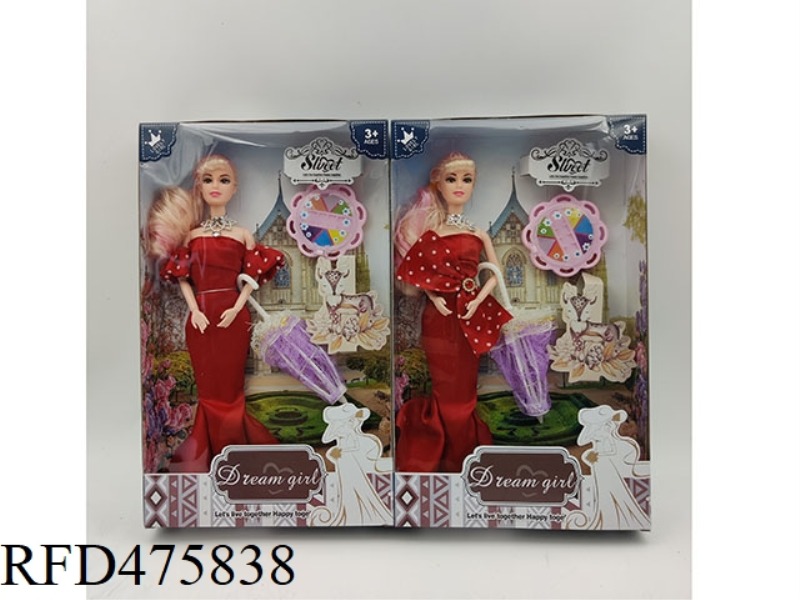 11 INCH SOLID BODY 9 JOINT EVENING DRESS + LACE UMBRELLA + MAKEUP TRAY 2 MIXED