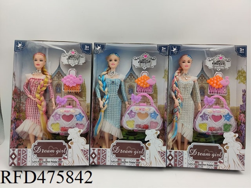 11 INCH SOLID BODY 9 JOINT DRESS + COSMETIC BAG + ACCESSORIES 3 COLOR MIX