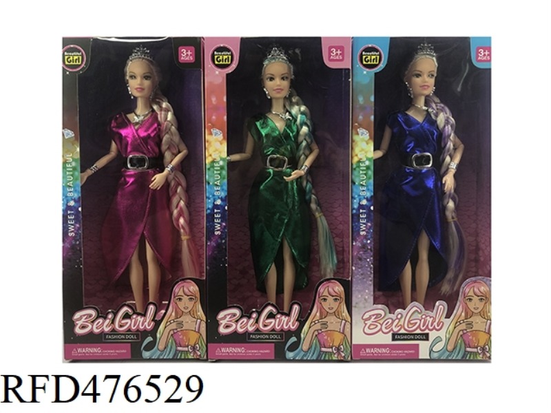 11 INCH 9 JOINTS LONG IDENTIFIED FAUX LEATHER SKIRT BARBIE DOLL (3 COLORS MIXED)