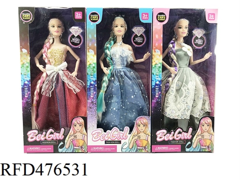 11-INCH 9-JOINT LONG WHIP LONG DRESS BARBIE DOLL (3 STYLES MIXED)