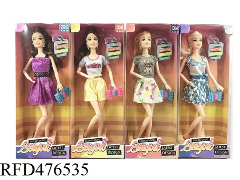 11 INCH 9 JOINT SUMMER SKIRT BARBIE WITH BAG (4 MIXED)