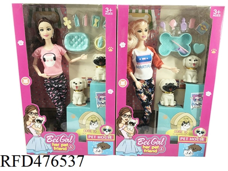11 INCH 11 JOINT BARBIE DOLL WITH PET (2 MIXED)
