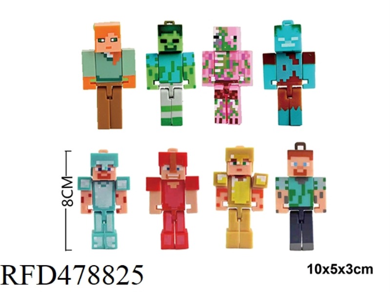 3 INCH MINECRAFT DOLL 8 MIXED IN A SINGLE BAG
