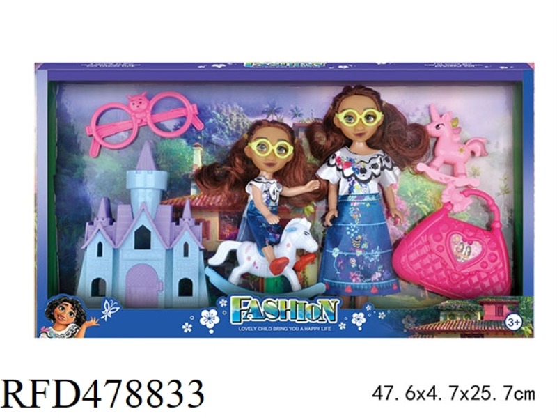 MAGIC FULL HOUSE MIRABELL 9 INCH DOLL + 6 INCH DOLL + VILLA + ACCESSORIES PLAY HOUSE SET