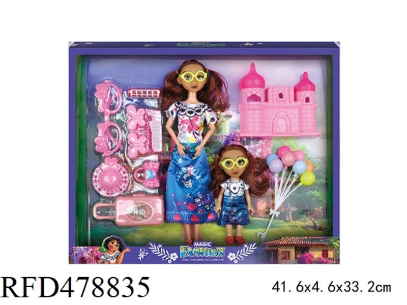 MAGIC FULL HOUSE MIRABELL 11.5 INCH DOLL + 6 INCH DOLL + VILLA + ACCESSORIES PLAY HOUSE SET
