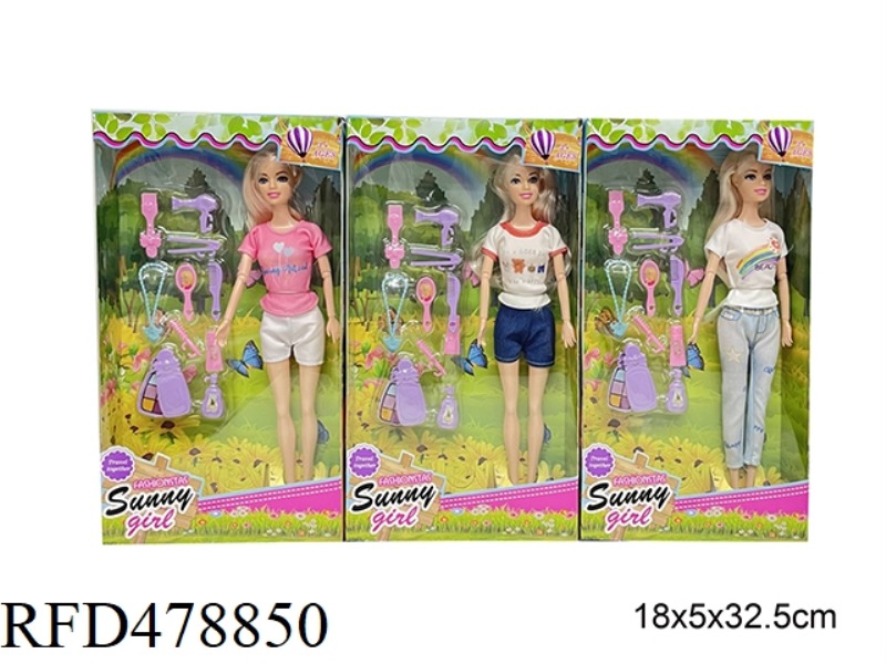 11 INCH SOLID BODY 9 JOINTS FASHION BARBIE DOLL WITH WASHING, CUTTING AND BLOWING ACCESSORIES 3 MIXE