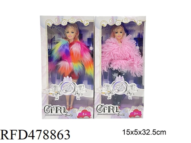11 INCH SOLID BODY 9 JOINTS FASHION BARBIE DOLL WITH PET ACCESSORIES 2 MIXED