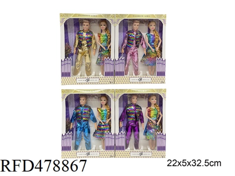 11 INCH SOLID BODY 9 JOINTS FASHION COUPLE BARBIE 4 MIXES