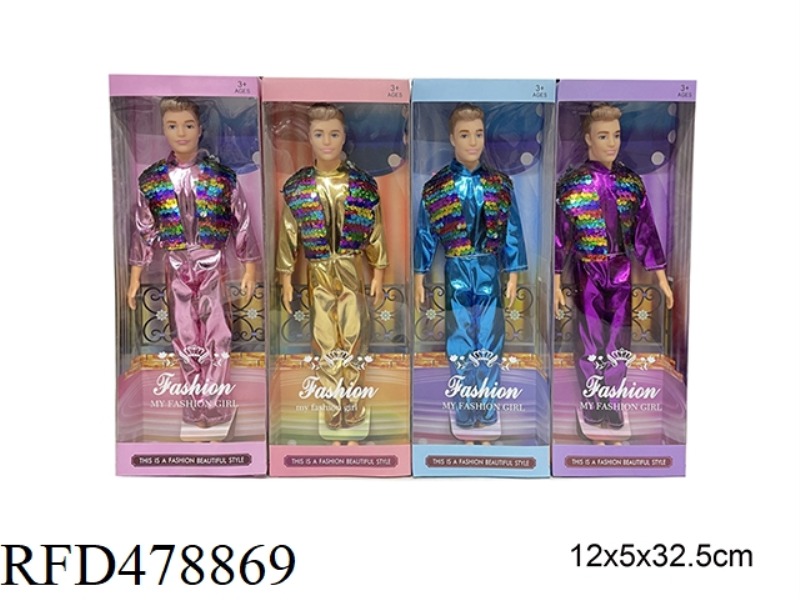 11 INCH SOLID BODY 9 JOINTS FASHION MEN'S BARBIE DOLL 4 MIXES
