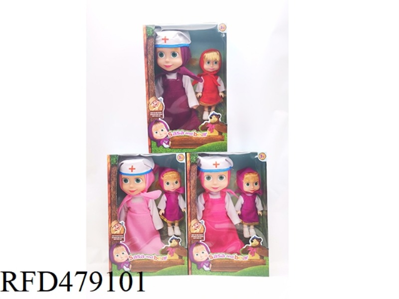 10 INCH EMPTY BODY WITH IC MASHA DOLL WITH 6 INCH EMPTY BODY MASHA DOLL + DOCTOR HAT 3 COLOR MIX (RO