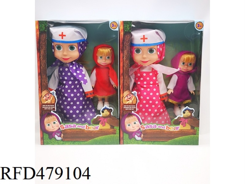10 INCH EMPTY BODY WITH IC MASHA DOLL WITH 6 INCH EMPTY BODY MASHA DOLL + DOCTOR HAT POLKA DOT 2 COL