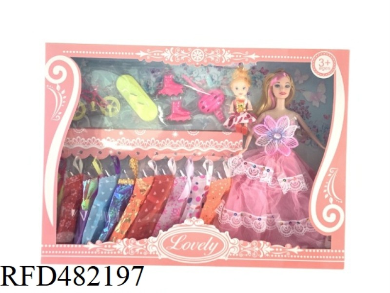 11.5 INCH SOLID BODY FASHION BARBIE DOLL SET WITH CLOTHES
