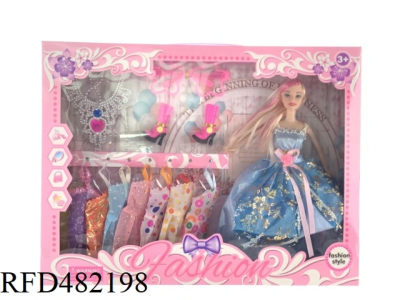 11.5 INCH SOLID BODY FASHION BARBIE DOLL SET WITH CLOTHES