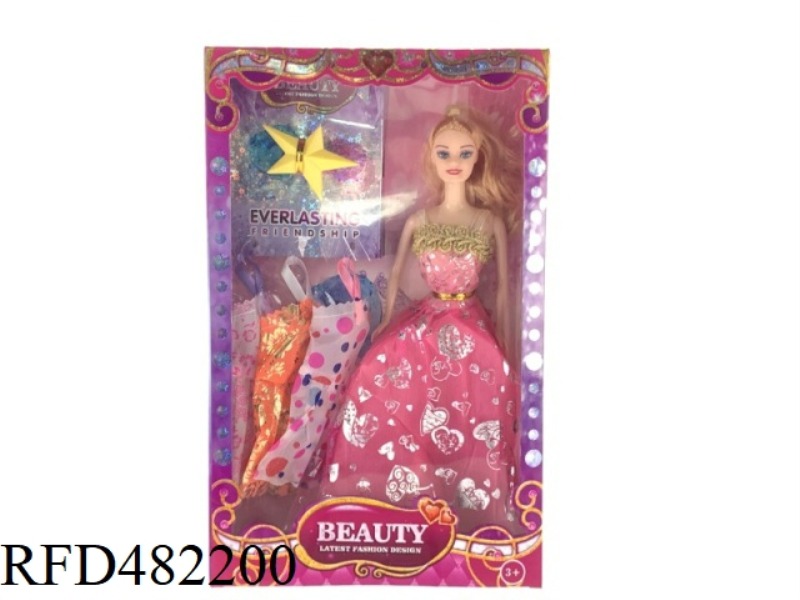11.5 INCH SOLID BODY FASHION BARBIE DOLL SET WITH CLOTHES