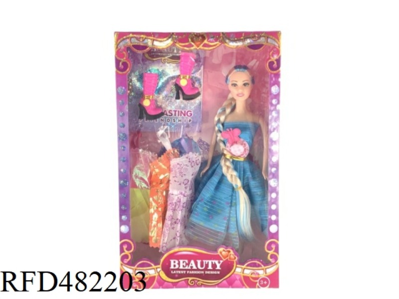 11.5 INCH SOLID BODY FASHION BARBIE DOLL SET WITH CLOTHES