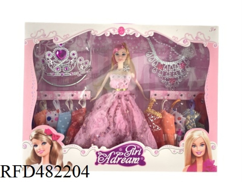 11.5 INCH SOLID BODY FASHION BARBIE DOLL SET WITH CLOTHES