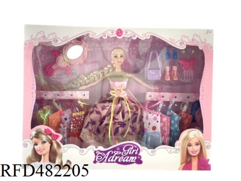 11.5 INCH SOLID BODY FASHION BARBIE DOLL SET WITH CLOTHES