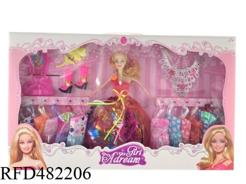11.5 INCH SOLID BODY FASHION BARBIE DOLL SET WITH CLOTHES