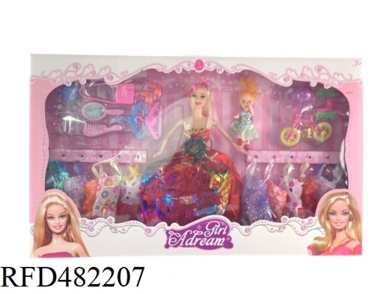 11.5 INCH SOLID BODY FASHION BARBIE DOLL SET WITH CLOTHES