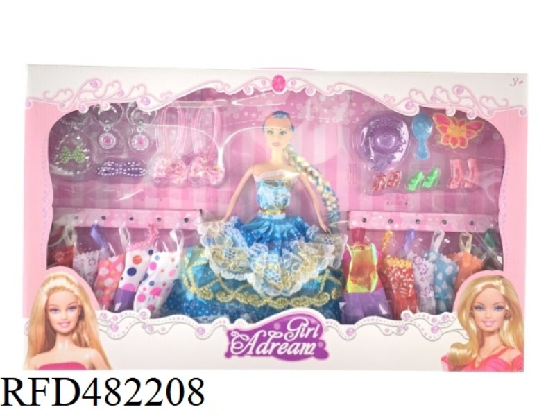 11.5 INCH SOLID BODY FASHION BARBIE DOLL SET WITH CLOTHES