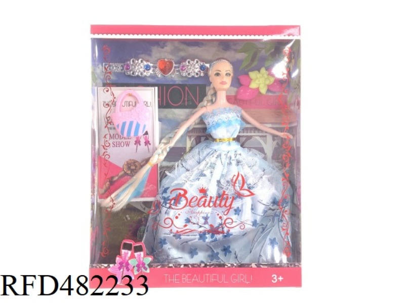 11.5 INCH 5 JOINTS SOLID BODY BARBIE BOX WITH HAIRPIN BELT CLUTCH 12 INCH LONG BRAIDS