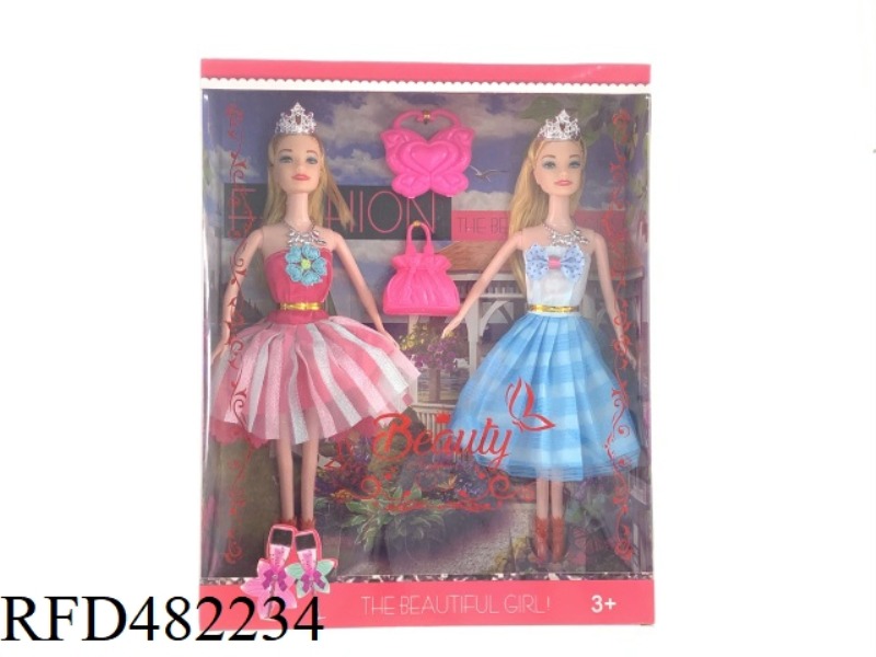 11.5 INCH 5 JOINTS SOLID BARBIE BOXED SISTERS DOUBLE MATCHING SHOES NECKLACE CROWN CLUTCH