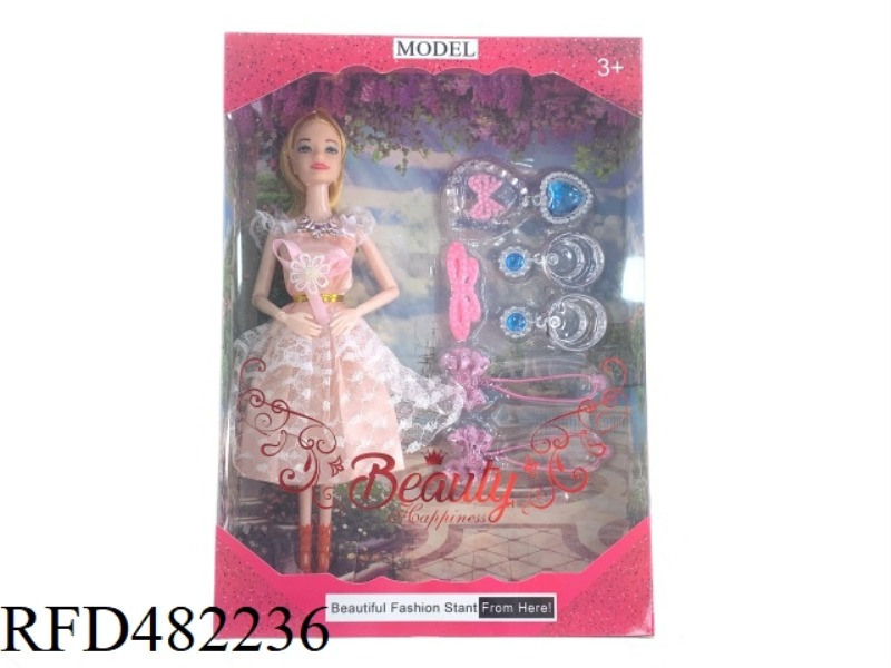 11.5 INCH 9 JOINTS SOLID BARBIE BOX WITH NECKLACE BLISTER ACCESSORIES