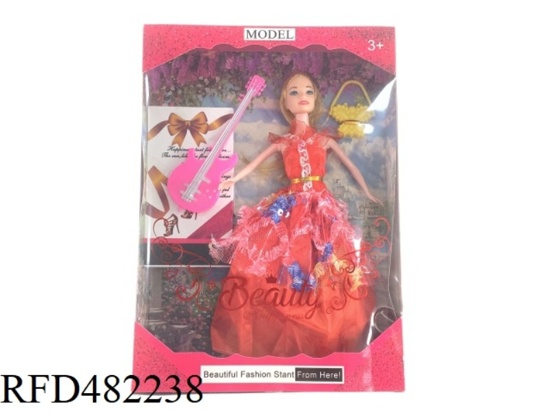 11.5 INCH 5 JOINTS SOLID BODY BARBIE DOLL BOX WITH HANDBAG GUITAR