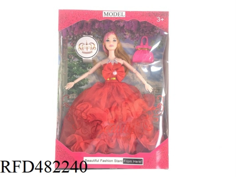 11.5 INCH 9 JOINTS SOLID BARBIE BOX WITH NECKLACE CLUTCH