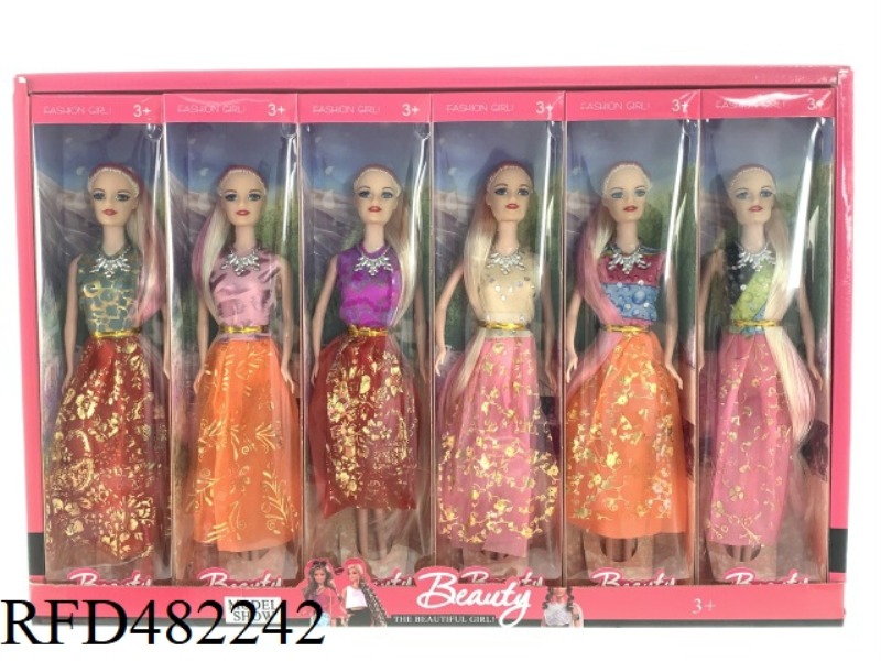 11.5 INCH SOLID BARBIE BOX 12 INCH PONYTAIL 6PCS